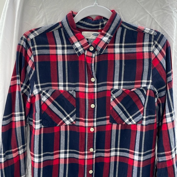 OLD NAVY Plaid Red Flannel Top Shirt (EUC) - Picture 3 of 8